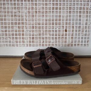 Birkenstock Arizona Slide Sandals Sz 42 Men’s 9 Women’s 11 Leather Brown